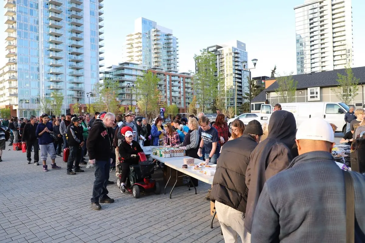 Canadian Bible Training Centres outreach team sharing the gospel downtown Calgary